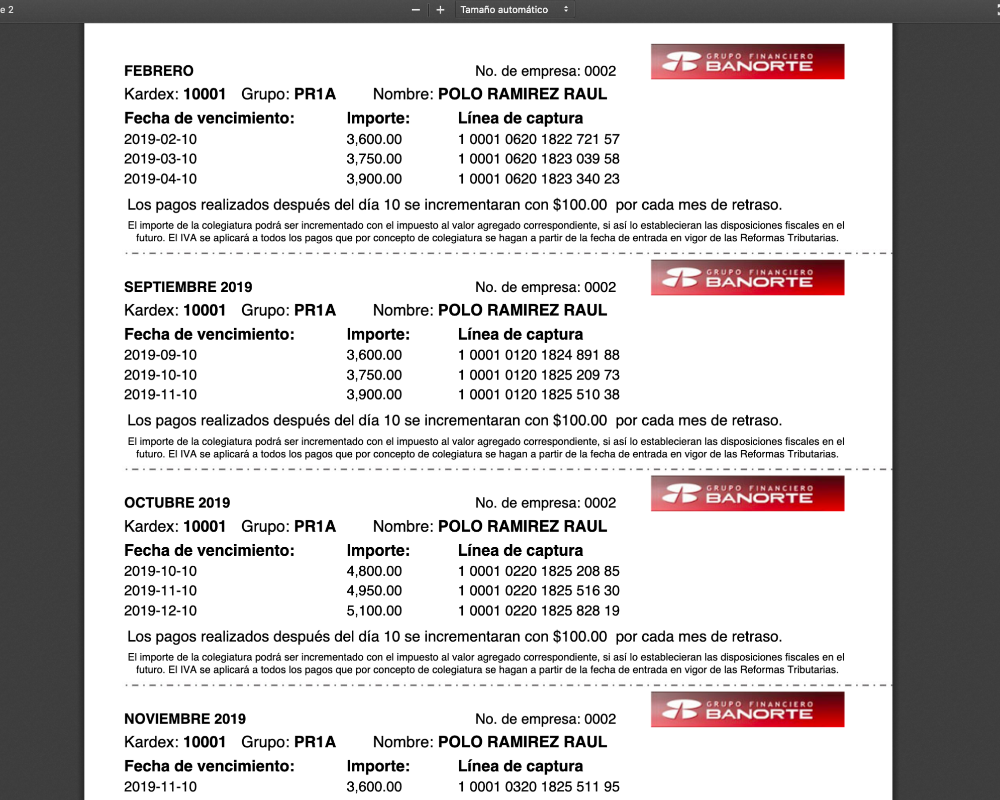 Talonario de Pagos
