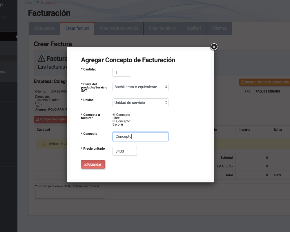 Pagos: Facturación electrónica