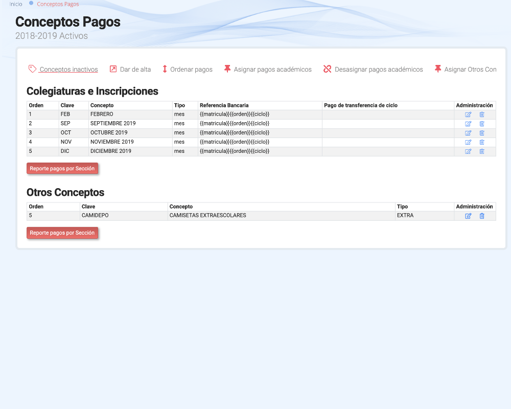 Pagos: Conceptos de pago