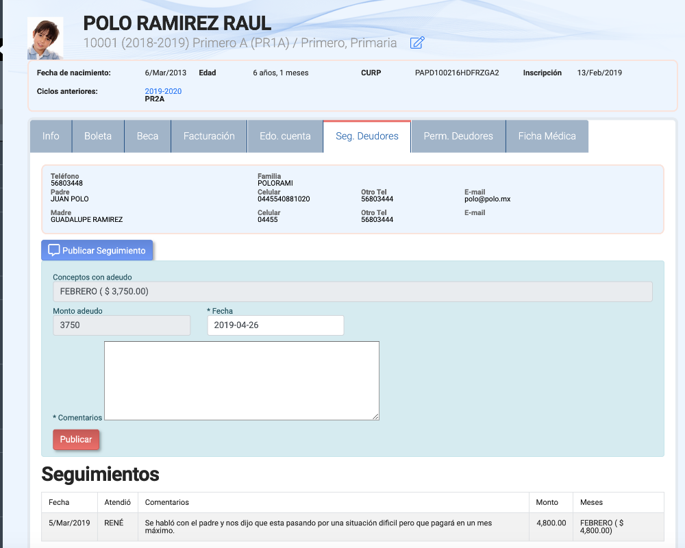 Pagos: Seguimiento a Deudores